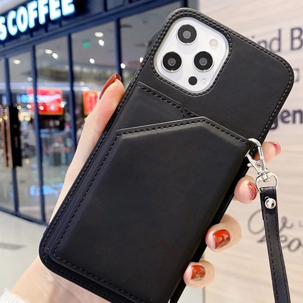 iphone 12 pro case with wallet and lanyard